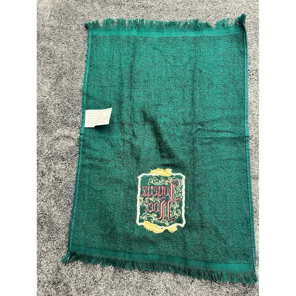 Vintage Holiday Hand Towel Set Joyeux Noel Green & Joy Purple Fringed Terry